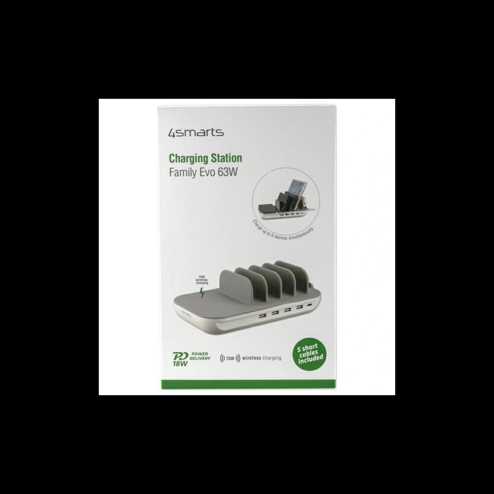 4smarts Family Evo 63W PD Ladestation mit kabellosem Laden und Kabel-Set grau-weiß - 5