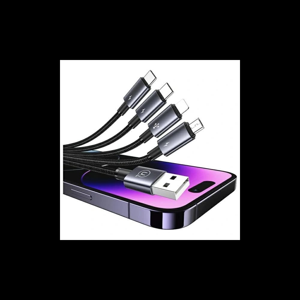 USAMS USB-A / 2xUSB-C, Lightning, MicroUSB kábel 15W 1.2m Alumínium ötvözet adatkábel Sufeng sorozat - 2