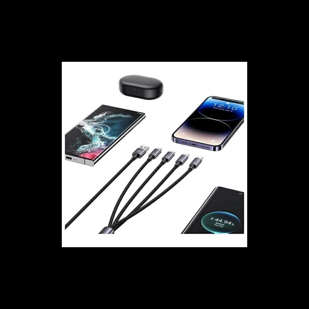 USAMS USB-A / 2xUSB-C, Lightning, MicroUSB kábel 15W 1.2m Alumínium ötvözet adatkábel Sufeng sorozat - 6