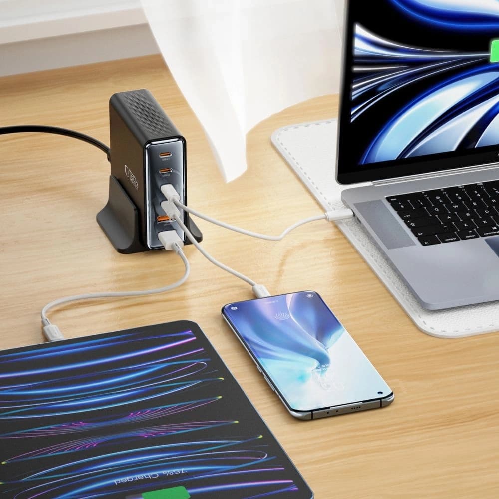 Nabíjecí stanice Tech-Protect DC80W-GAN 6portová 2xUSB-A, 4xUSB-C Desktop Charger PD80W / QC3.0 Černá - 6