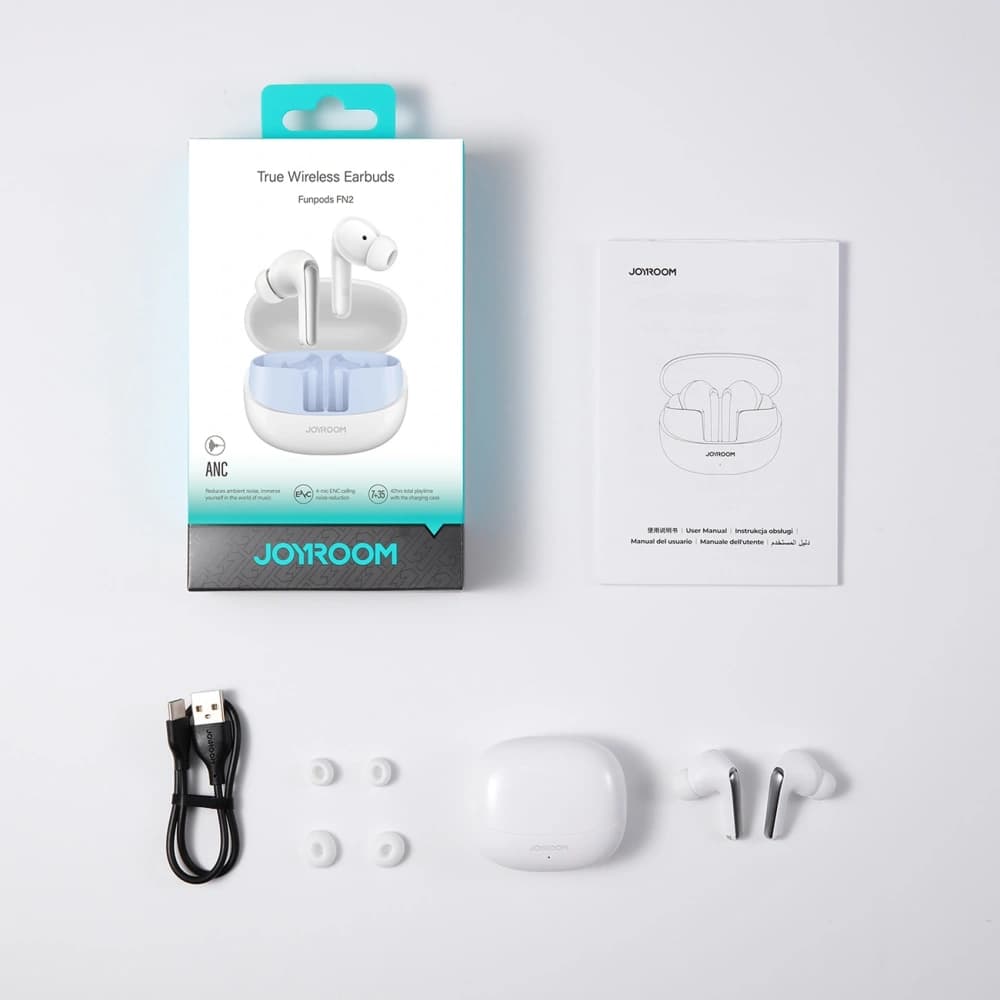Bezdrátová sluchátka do uší Joyroom Funpods JR-FN2 TWS Bluetooth 5.4 ANC IP54 bílé - 8