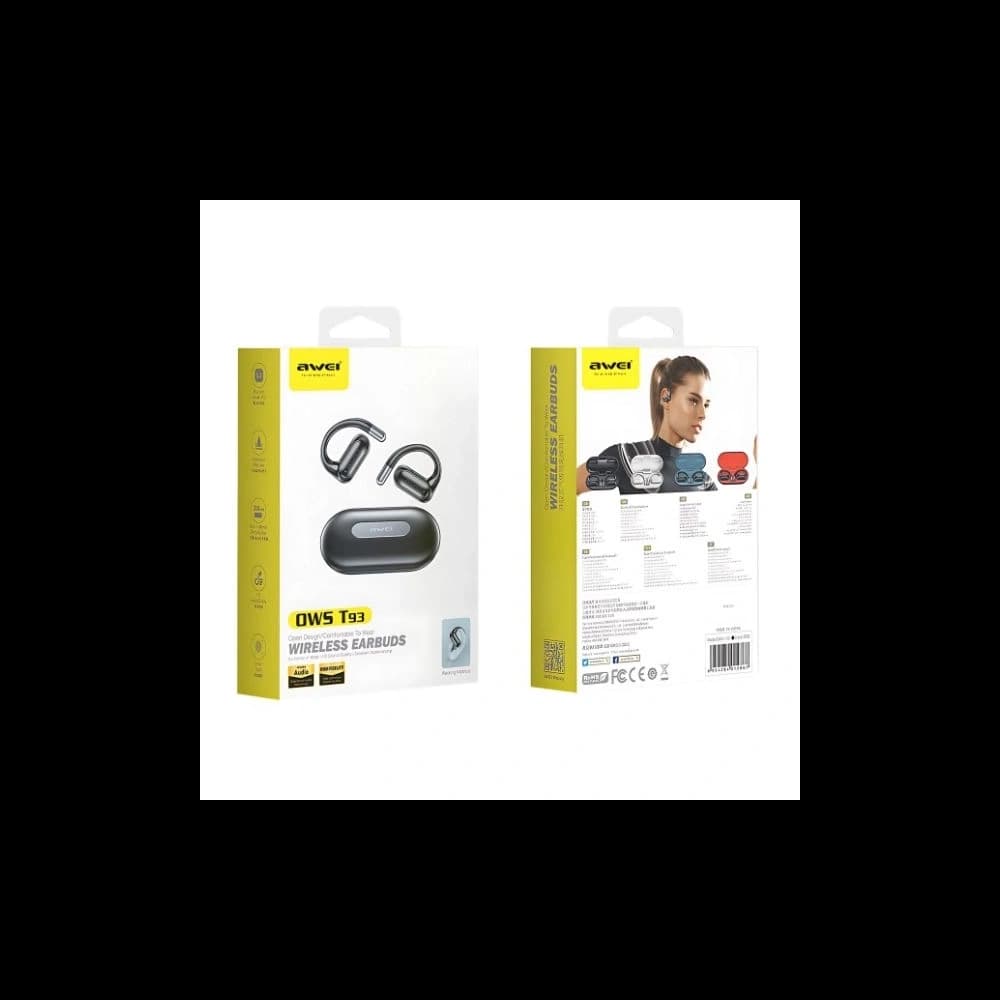 AWEI T93 Bluetooth 5.4 OWS wireless headphones + docking station black - 3