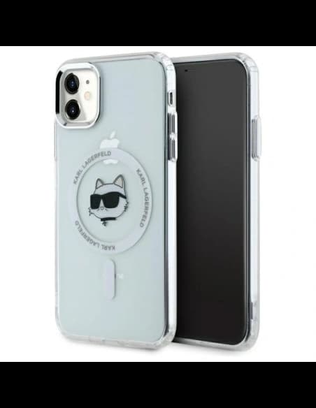 Karl Lagerfeld KLHMN61HLSCHH Apple iPhone 11 / XR hardcase IML Metal Choupette Head MagSafe white