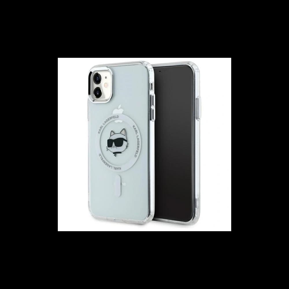 Karl Lagerfeld KLHMN61HLSCHH Apple iPhone 11 / XR hardcase IML Metal Choupette Head MagSafe white