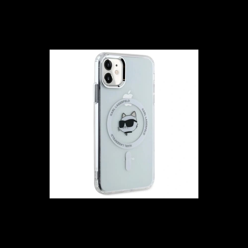 Karl Lagerfeld KLHMN61HLSCHH Apple iPhone 11 / XR hardcase IML Metal Choupette Head MagSafe white - 4