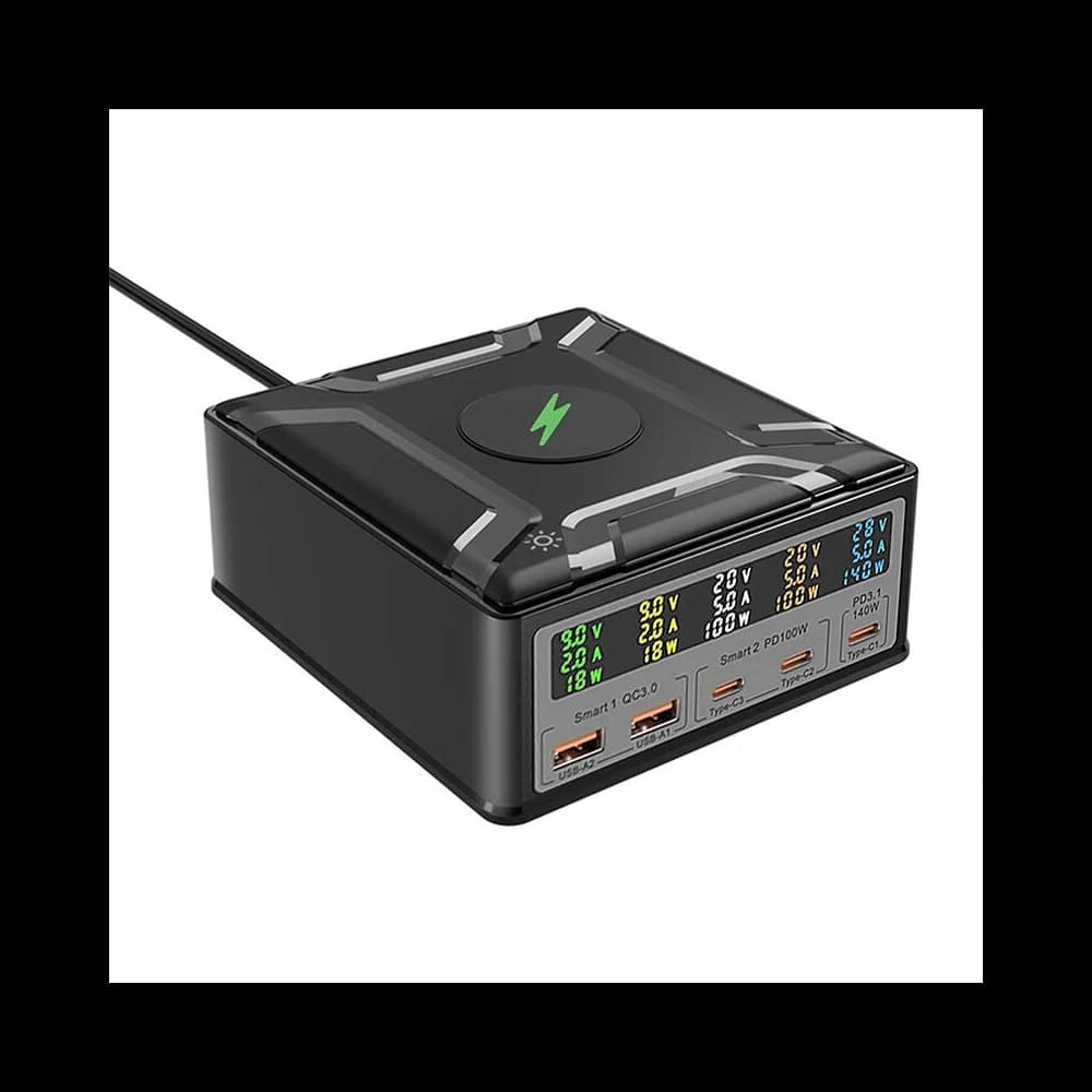 Stație de încărcare Blitzwolf BW-S28 260W, 2xUSB-A, 3xUSB-C, 15W (neagră) - 2