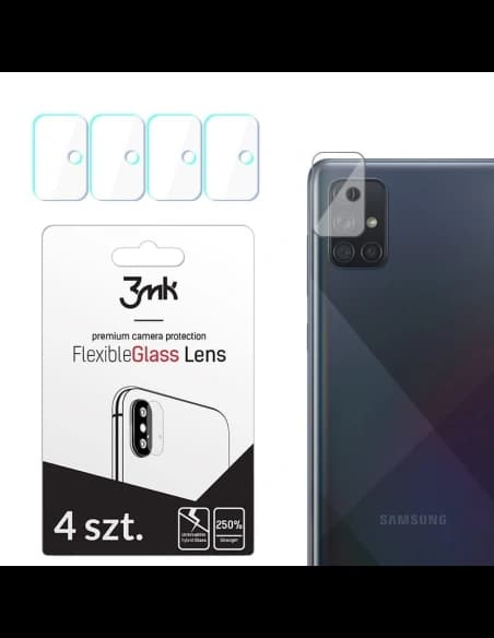 Hibrid üveg a fényképezőgép objektívhez 3MK Lencsevédő Samsung Galaxy A71 [4 PACK]