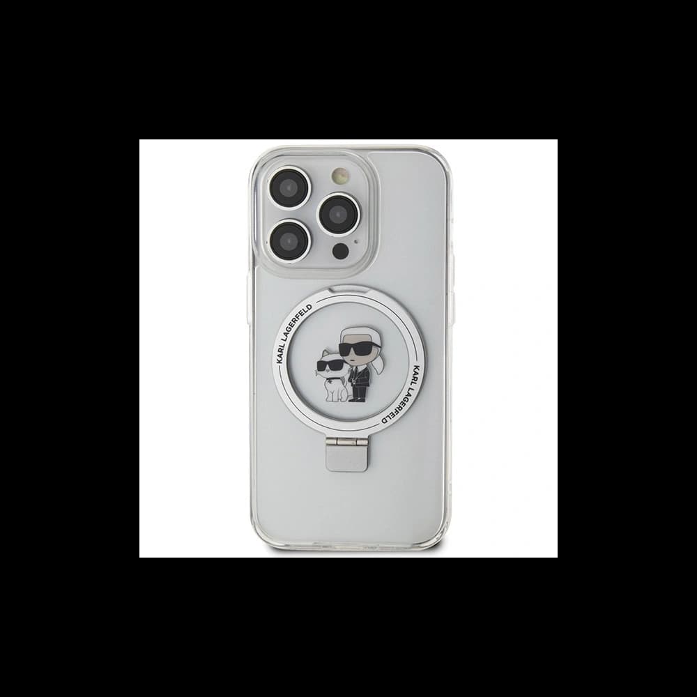 Etui Karl Lagerfeld KLHMP15XHMRSKCH Apple iPhone 15 Pro Max hardcase Ring Stand Karl&Choupettte MagSafe bílý/white - 3