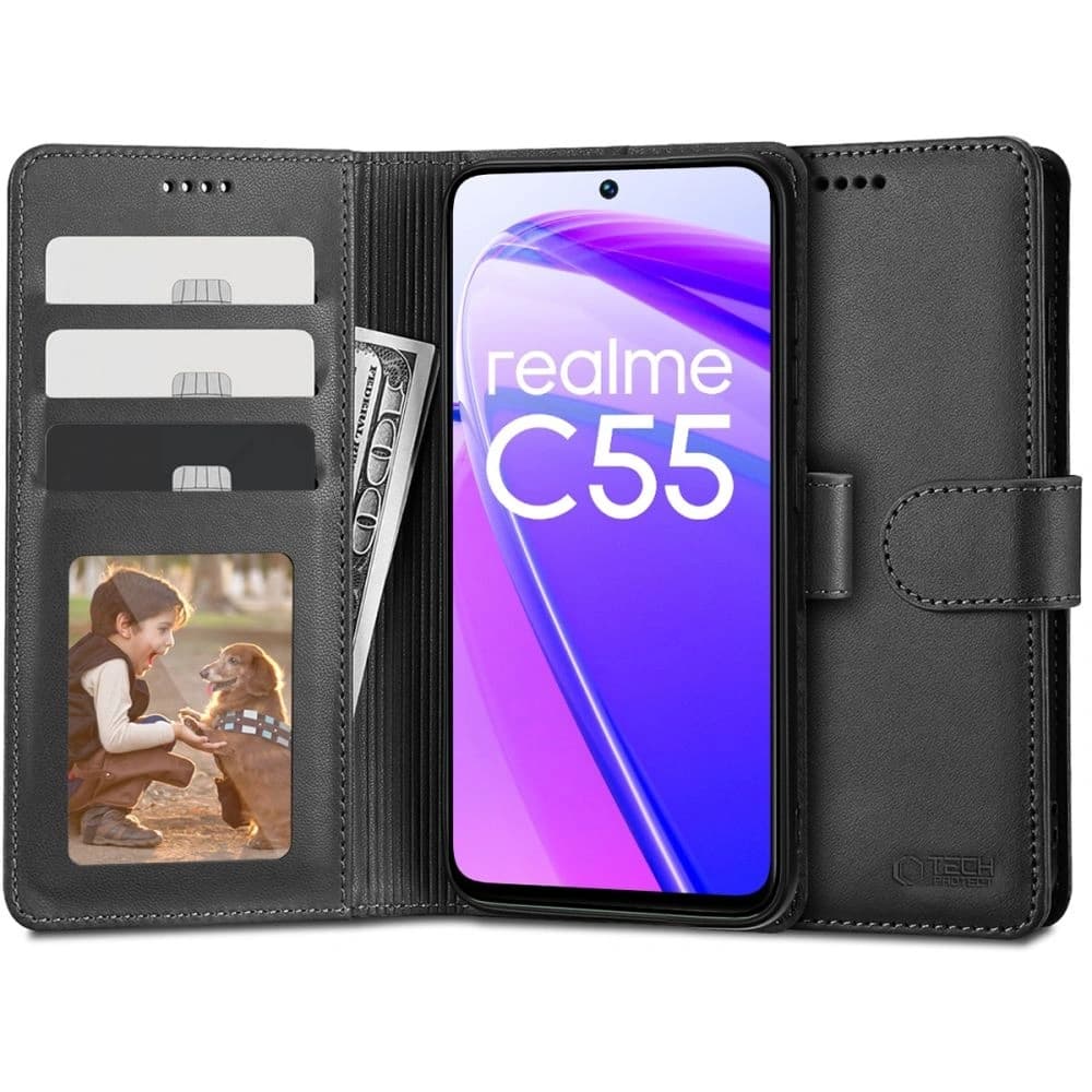 Etui Tech-Protect Wallet Realme C55 černé