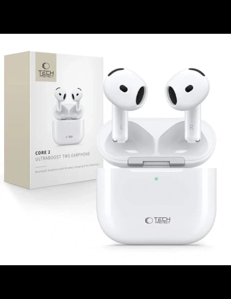 Bezdrátová sluchátka do uší Tech-Protect Ultraboost TWS Earphone Core 2 White