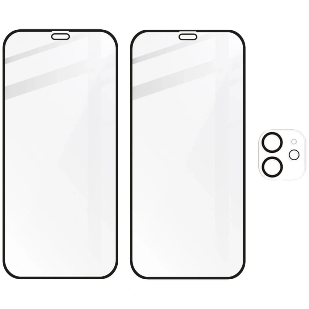 Tvrdé sklo Bizon Glass Edge CF - [2 PACK] + ochrana na objektiv Apple iPhone 12 černé - 5