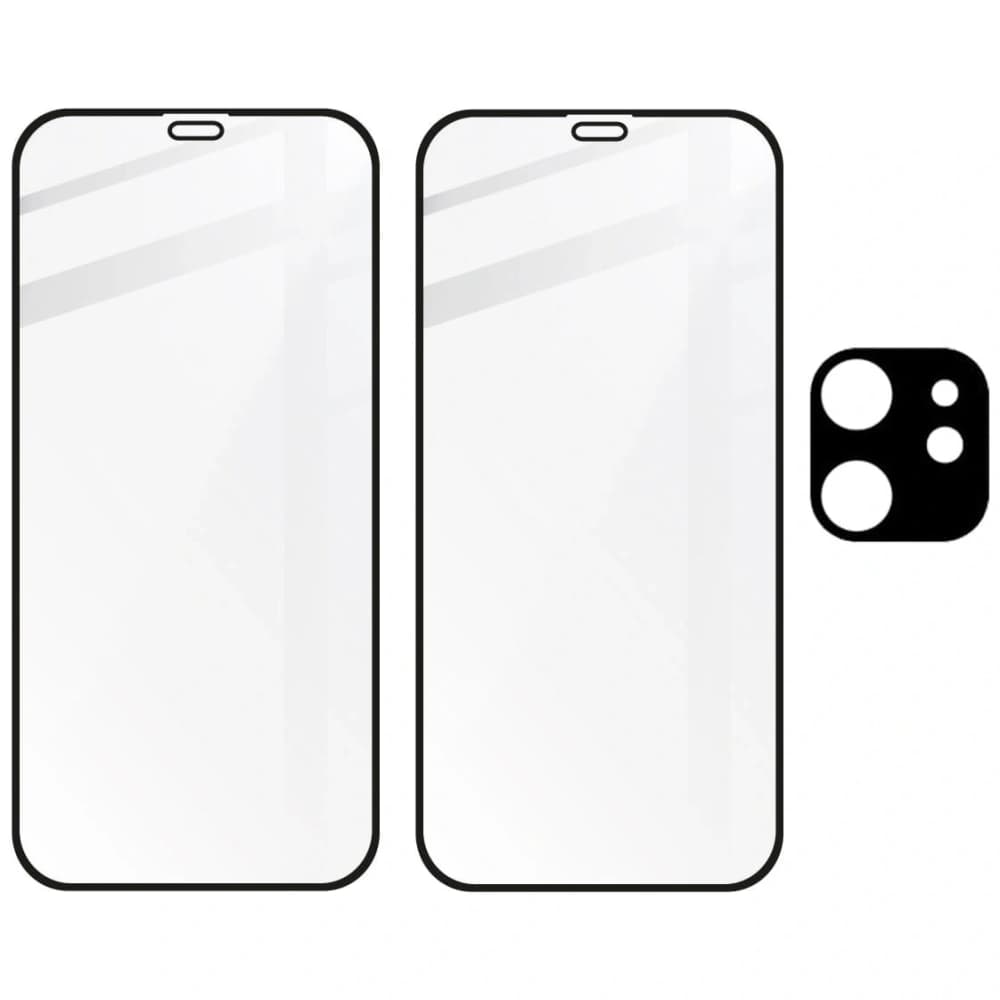 Bizon Glass Edge CF tempered glass - [2 PACK] + lens protection Apple iPhone 12 Mini black - 5