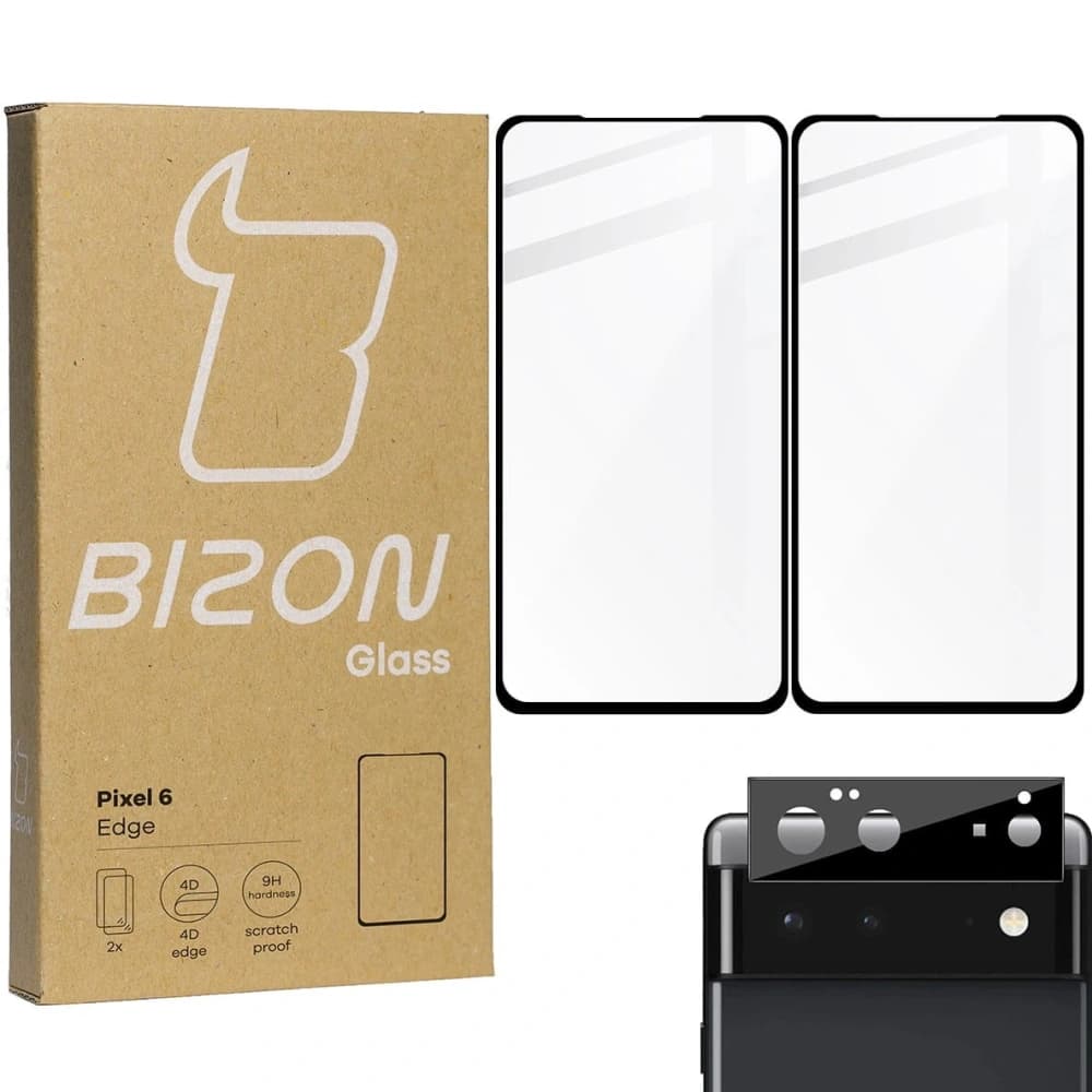 Bizon Glass Edge tempered glass - [2 PACK] + lens protection Google Pixel 6 black - 1