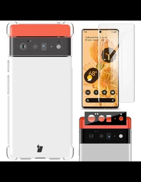 Etui + 2x folie + objektiv Bizon Case Clear Pack pro Google Pixel 6 Pro transparentní