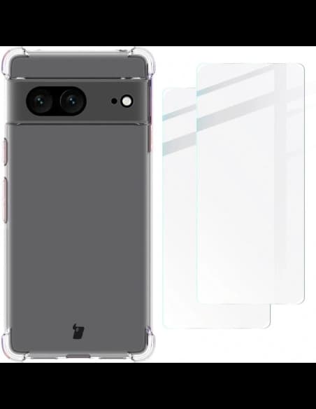 Bizon Case Clear Pack Hülle + 2x Glas für den Bildschirm Google Pixel 7 klar
