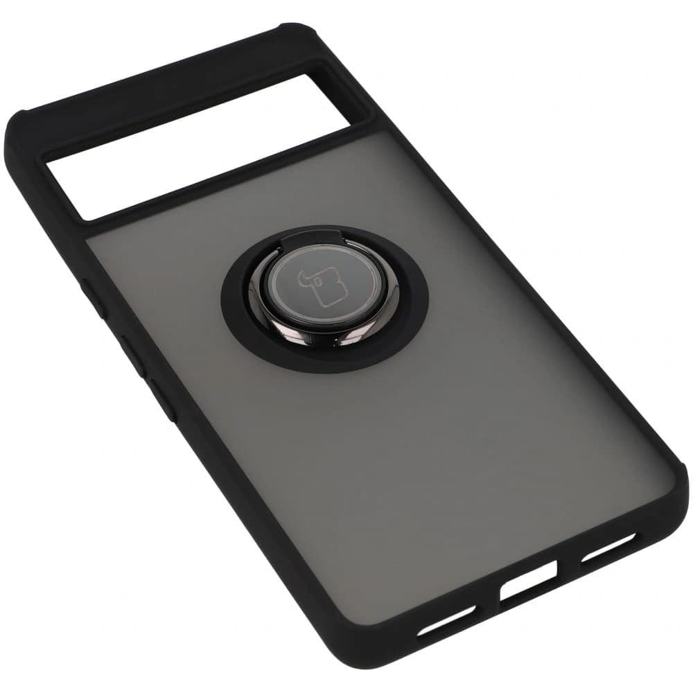 Etui s úchopem na prst Bizon Case Hybrid Ring pro Google Pixel 7 kouřové s černým rámem - 4