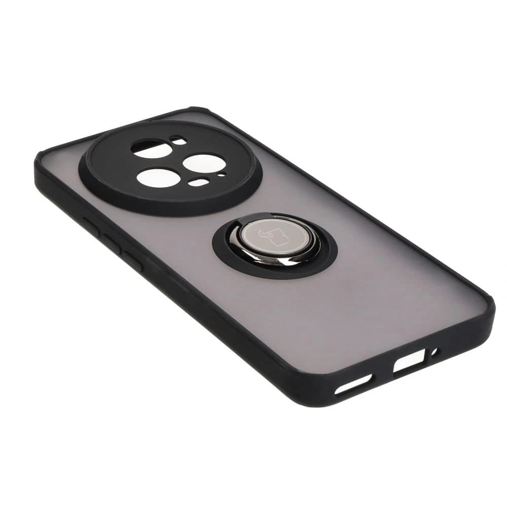 Pouzdro s úchytem na prst Bizon Case Hybrid Ring pro Honor Magic5 Pro kouřové s černým rámem - 4