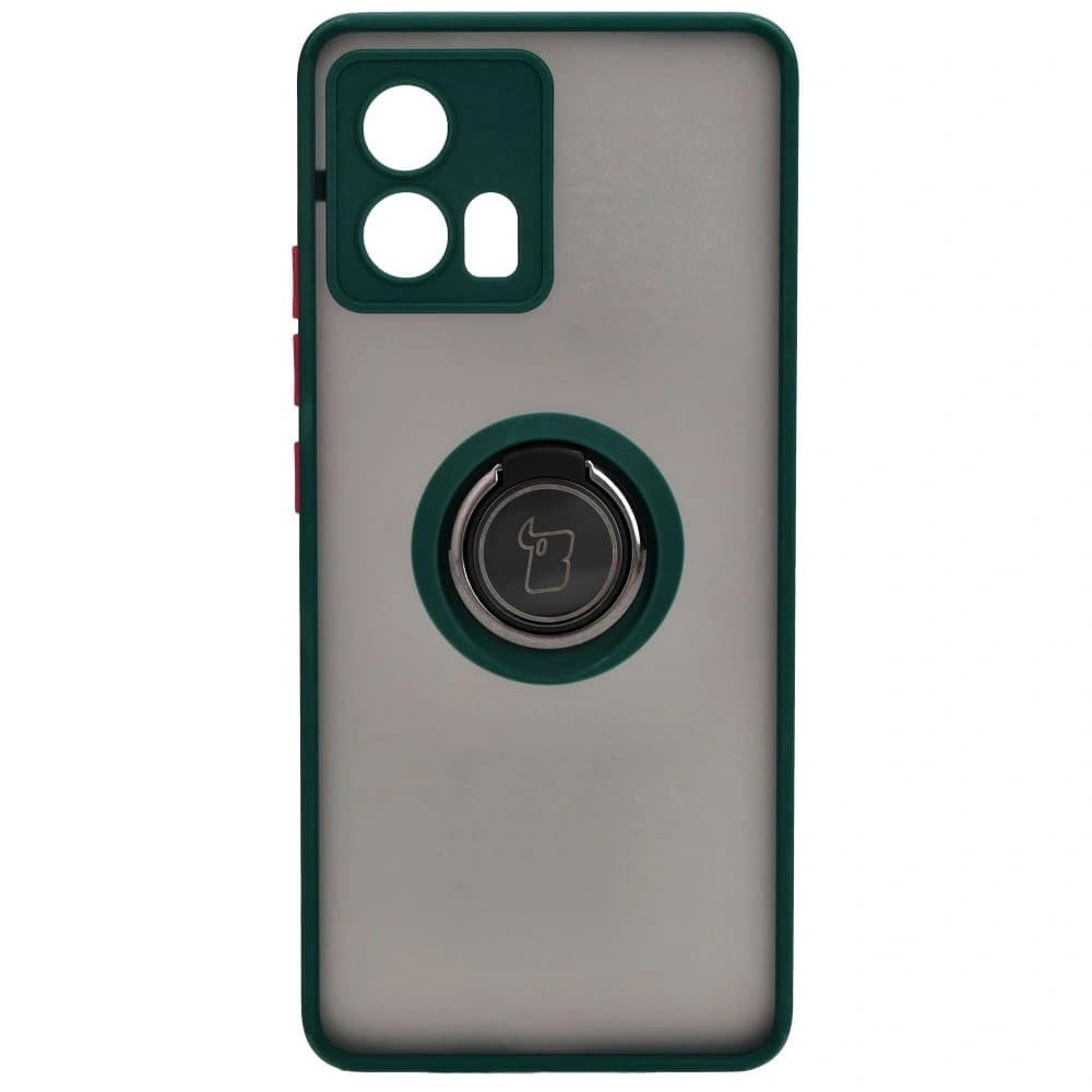 Bizon Case Hybrid Ring Motorola Edge 30 Fusion smoky with a dark green frame - 2