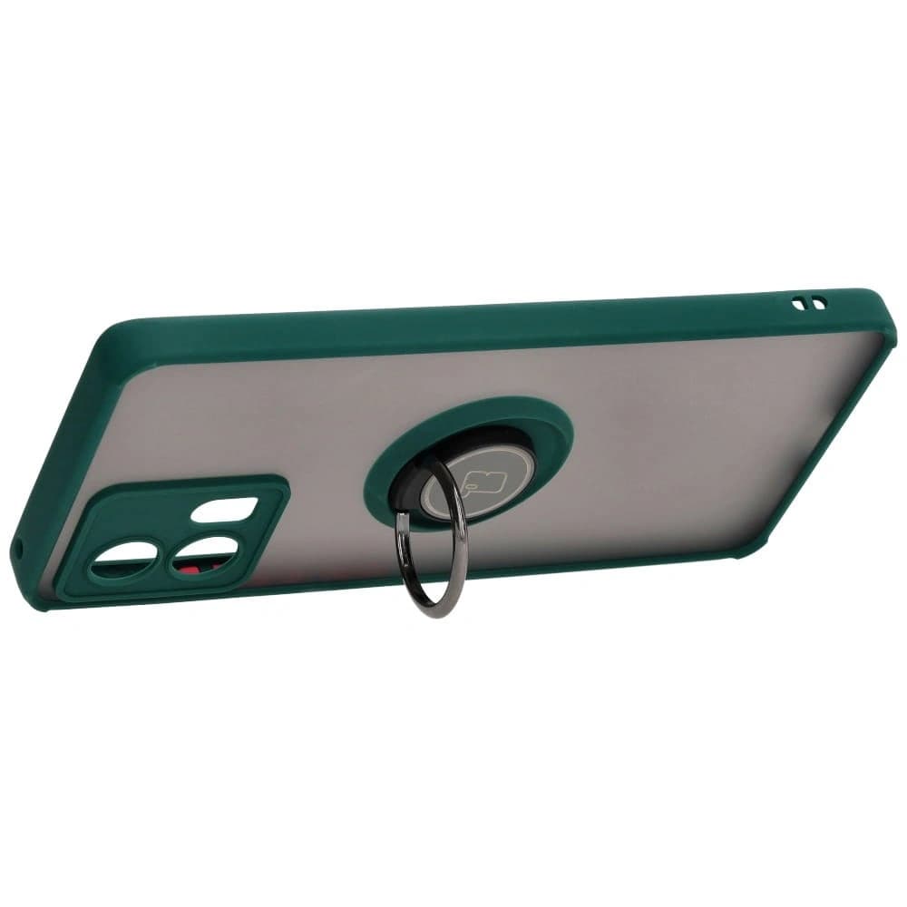 Bizon Case Hybrid Ring Motorola Edge 30 Fusion smoky with a dark green frame - 5