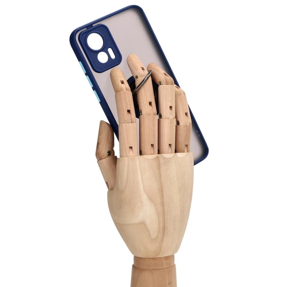 Caz Hybrid Ring Bizon Motorola Edge 30 Neo fumuriu cu un cadru bleu marin - 8