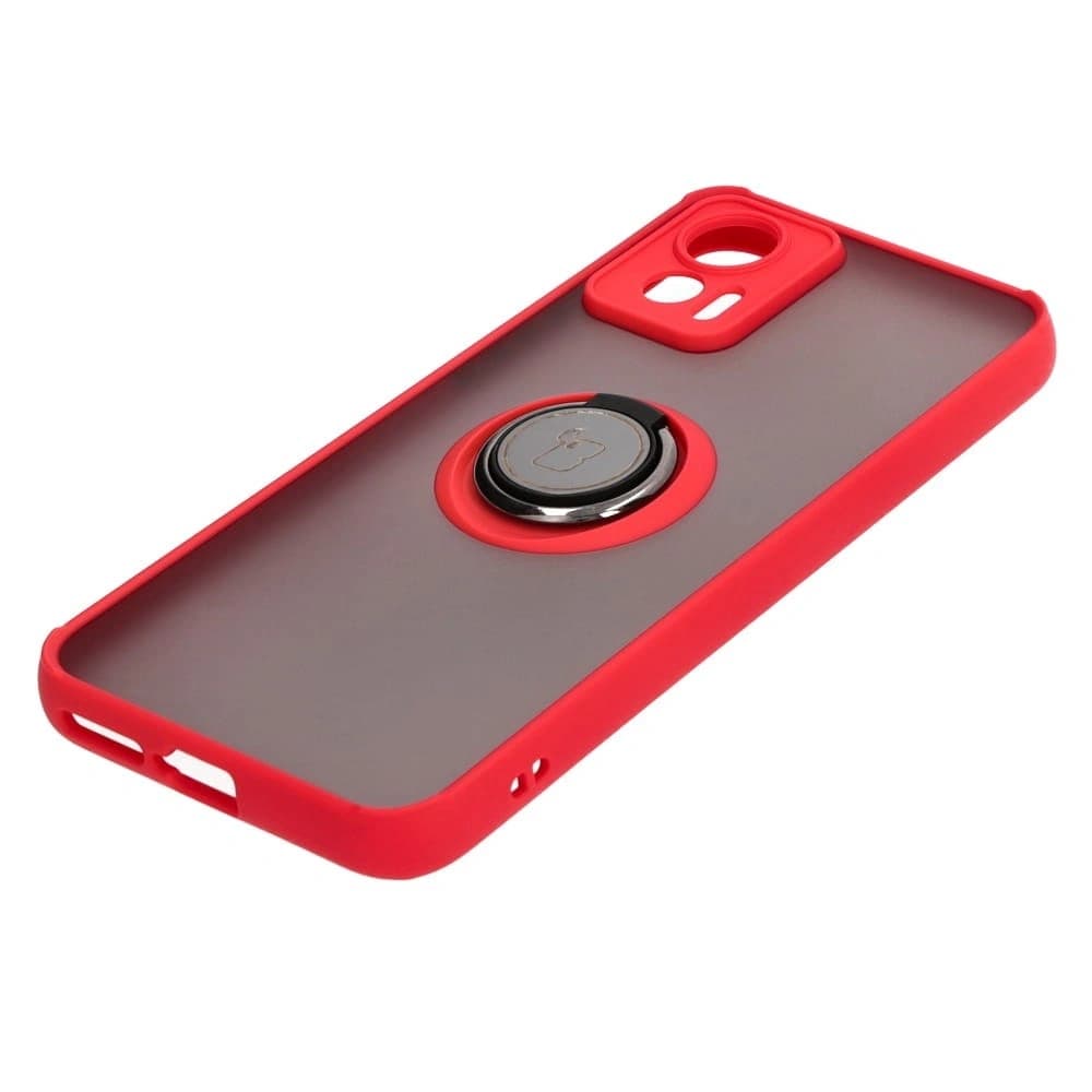 Bizon Case Hybrid Ring Motorola Edge 30 Neo smoky with a red frame - 3