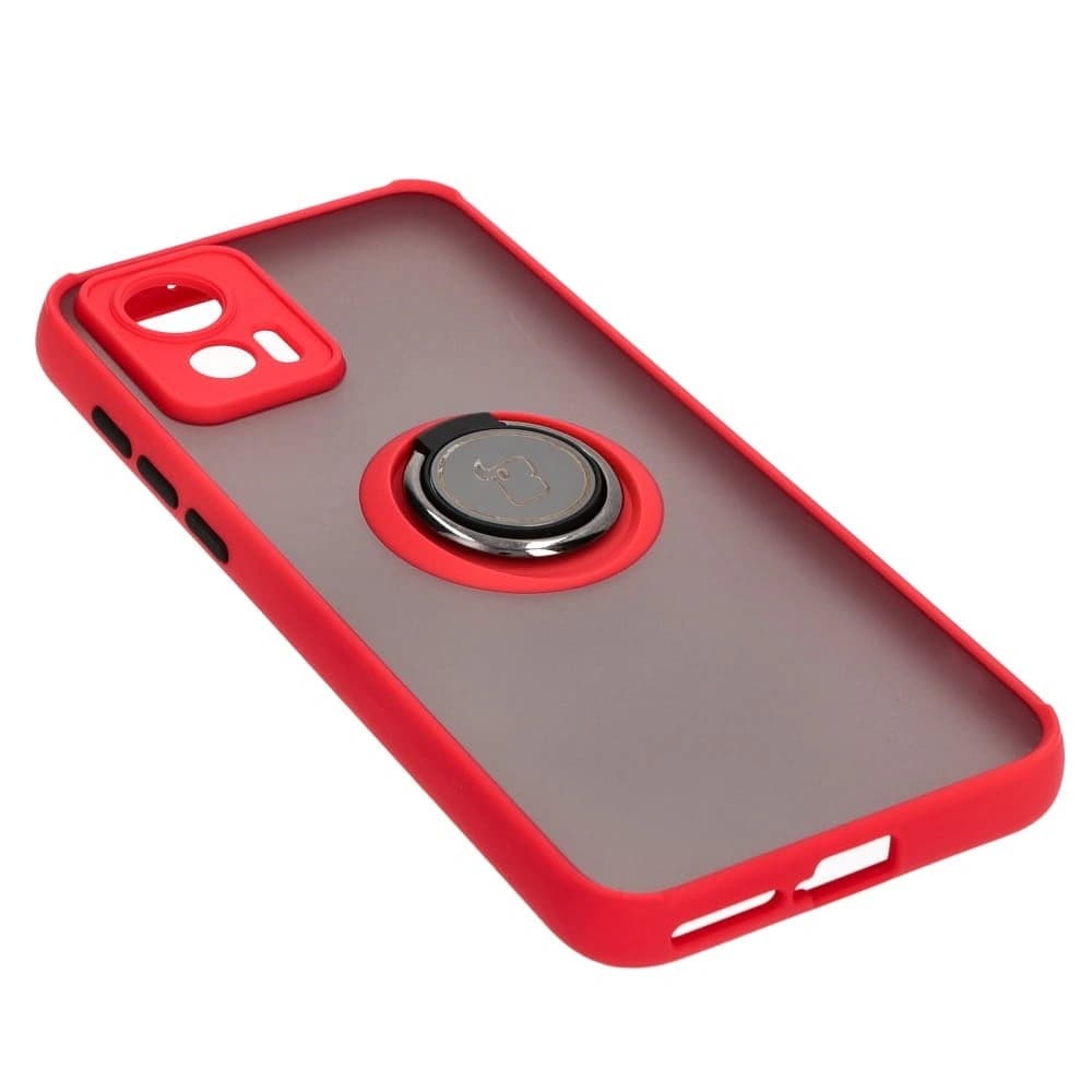 Bizon Case Hybrid Ring Motorola Edge 30 Neo smoky with a red frame - 4