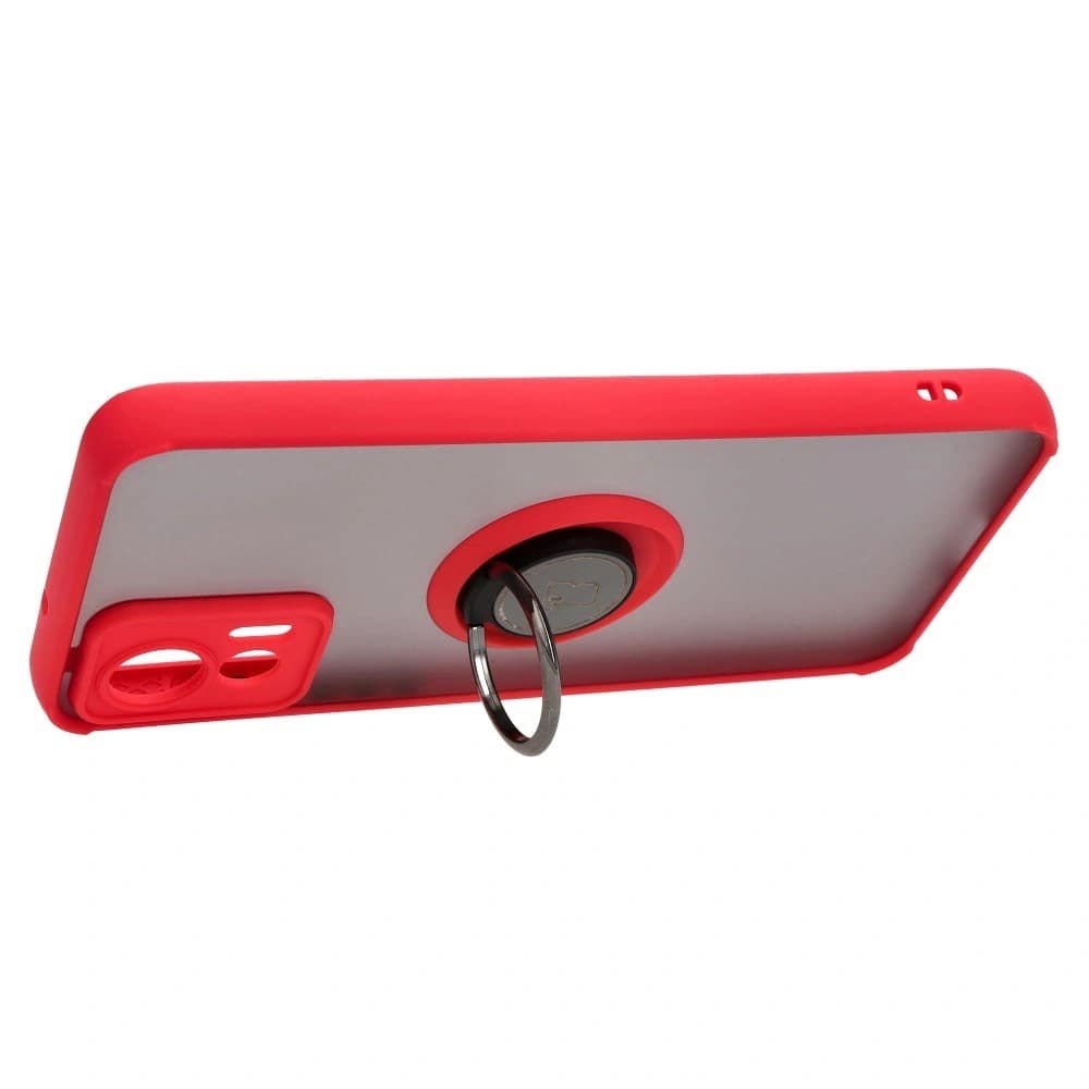 Bizon Case Hybrid Ring Motorola Edge 30 Neo smoky with a red frame - 5