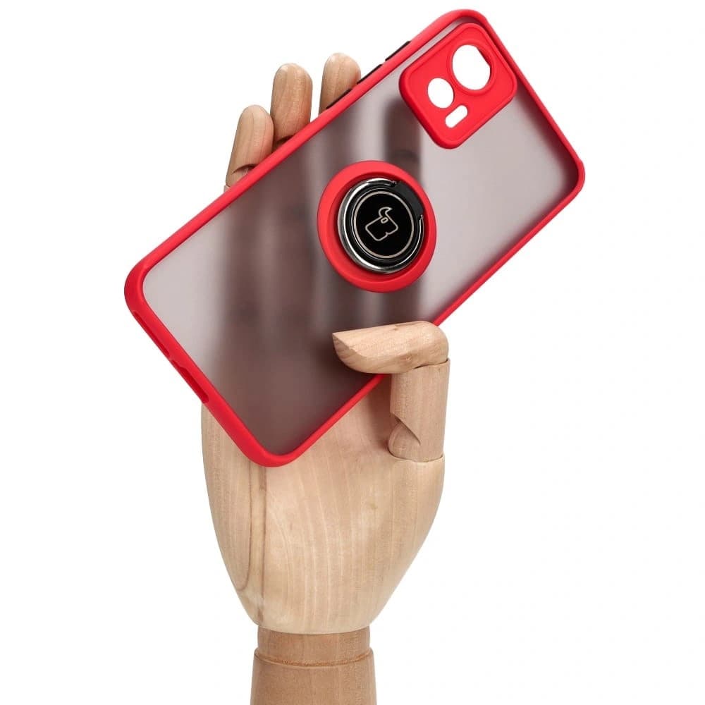 Bizon Case Hybrid Ring Motorola Edge 30 Neo smoky with a red frame - 6
