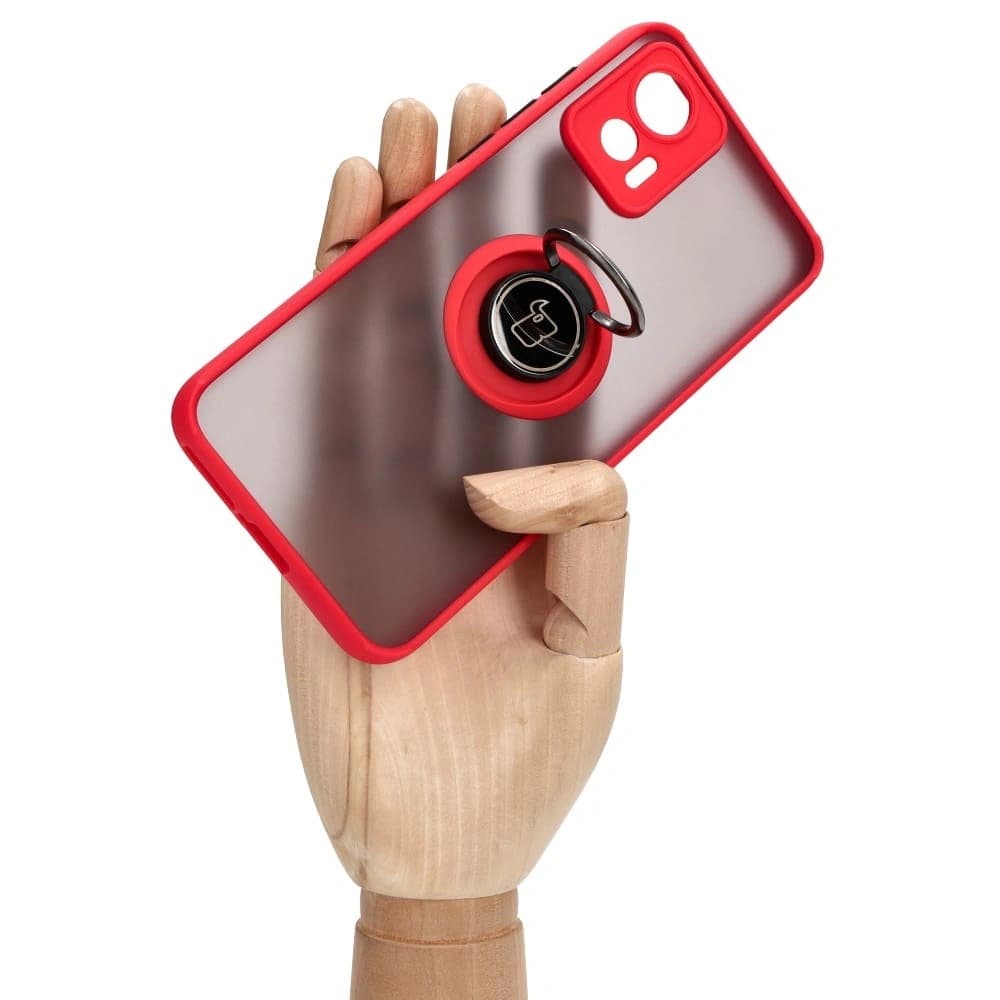 Bizon Case Hybrid Ring Motorola Edge 30 Neo smoky with a red frame - 7