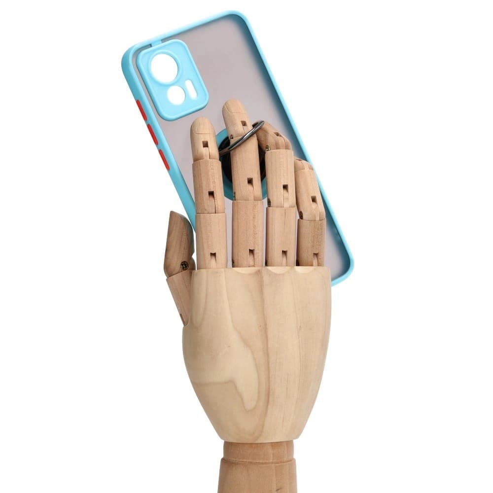 Pouzdro s prstovým úchytem Bizon Case Hybrid Ring pro Motorola Edge 30 Neo kouřové s jasně modrým rámečkem. - 8