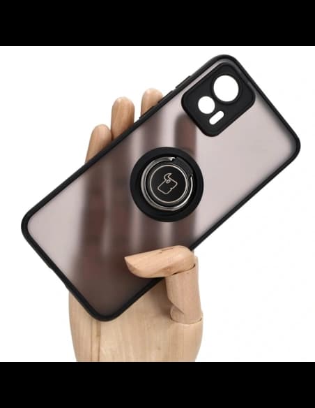 Bizon Case Hybrid Ring Motorola Edge 30 Neo smoky with a black frame