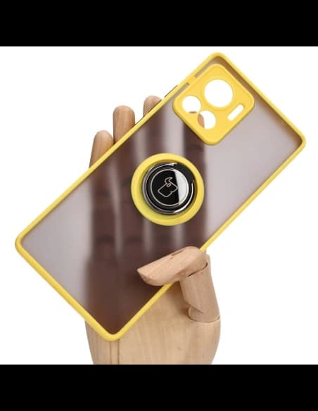 Bizon Case Hybrid Ring Motorola Edge 30 Ultra fumuriu cu un cadru galben