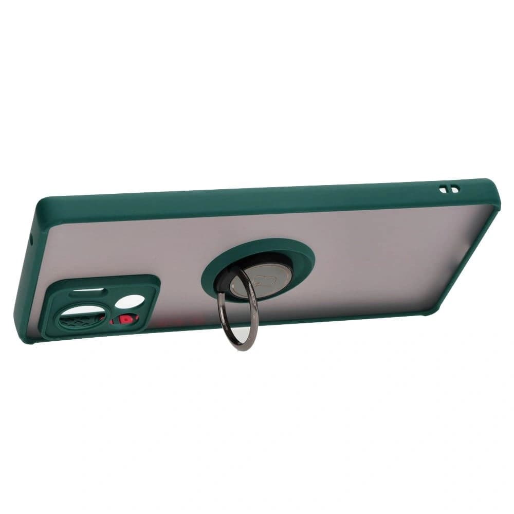Etui s úchytem na prst Bizon Case Hybrid Ring pro Motorola Edge 30 Ultra kouřové s tmavě zeleným rámečkem - 5