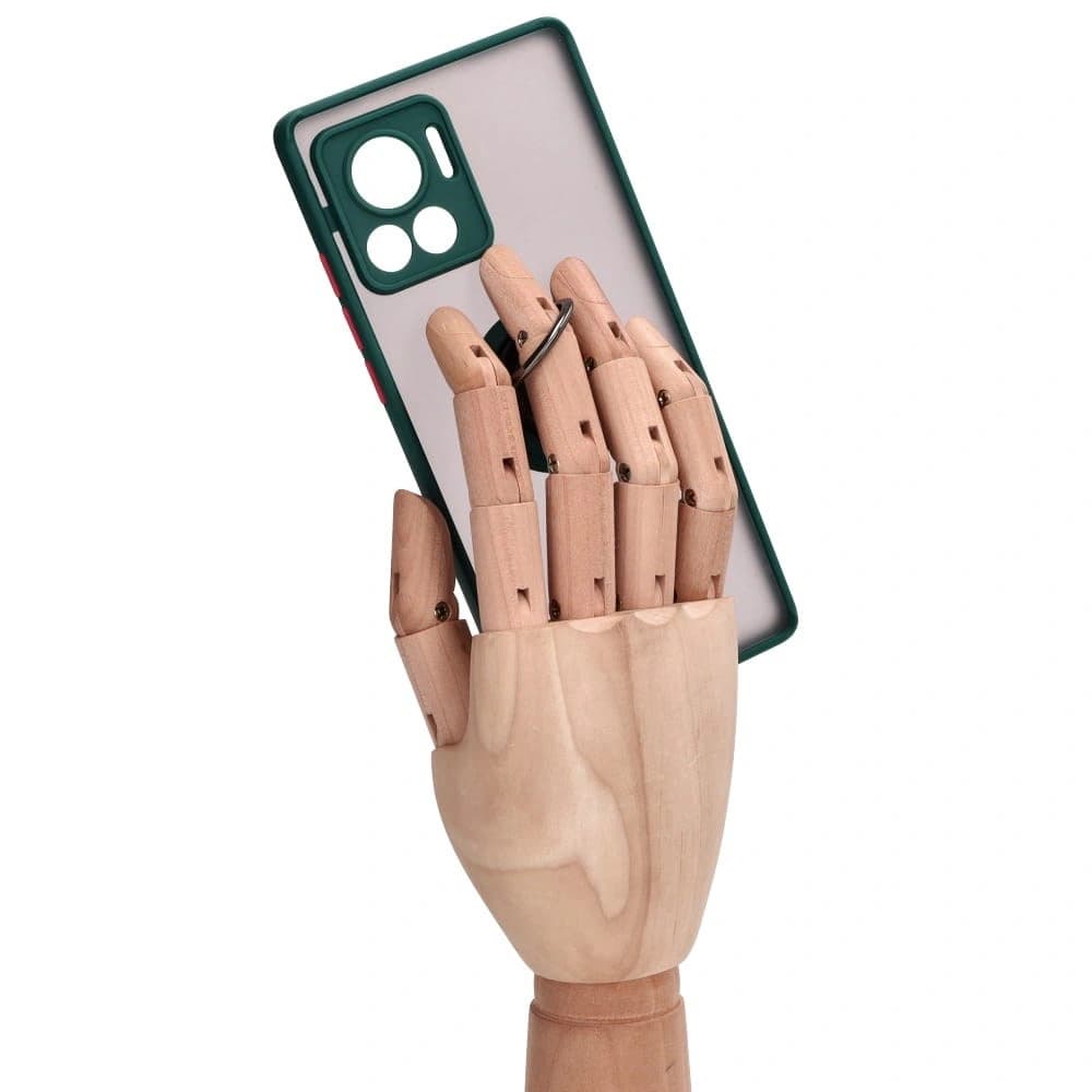 Etui s úchytem na prst Bizon Case Hybrid Ring pro Motorola Edge 30 Ultra kouřové s tmavě zeleným rámečkem - 8
