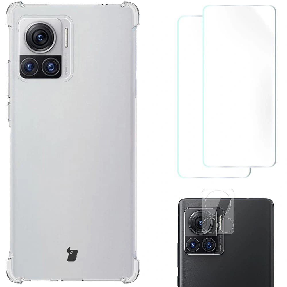 Etui + 2x folie + objektiv Bizon Case Clear Pack pro Motorola Moto Edge 30 Ultra průhledné