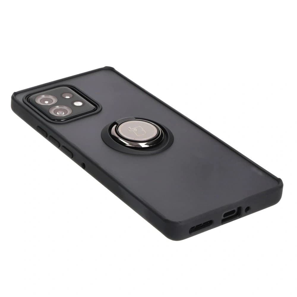 Bizon Case Hybrid Gyűrű Motorola Edge 40 Pro füstös színben, fekete kerettel - 4