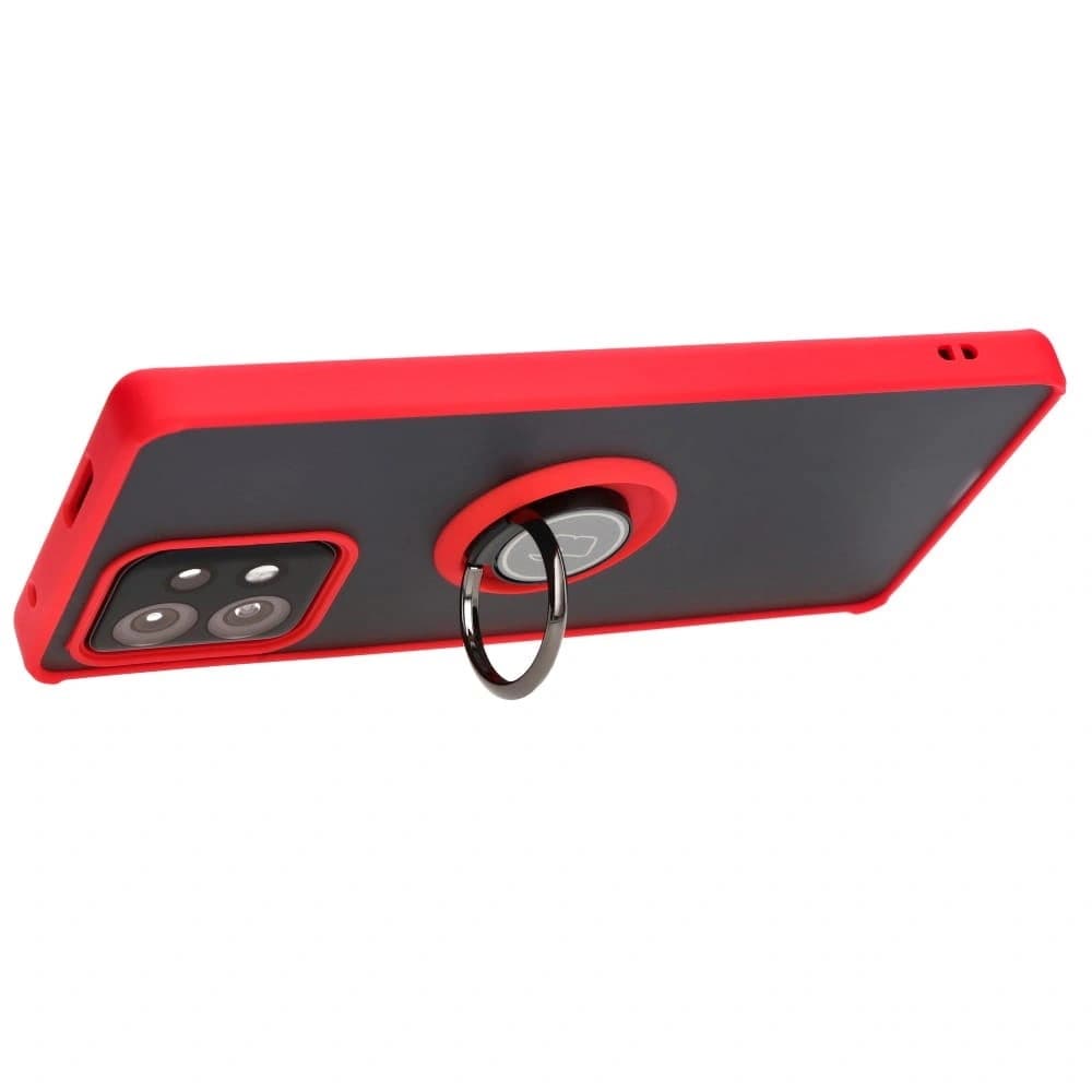 Bizon Case Hybrid Gyűrű Motorola Edge 40 Pro füstös színben, piros kerettel - 5