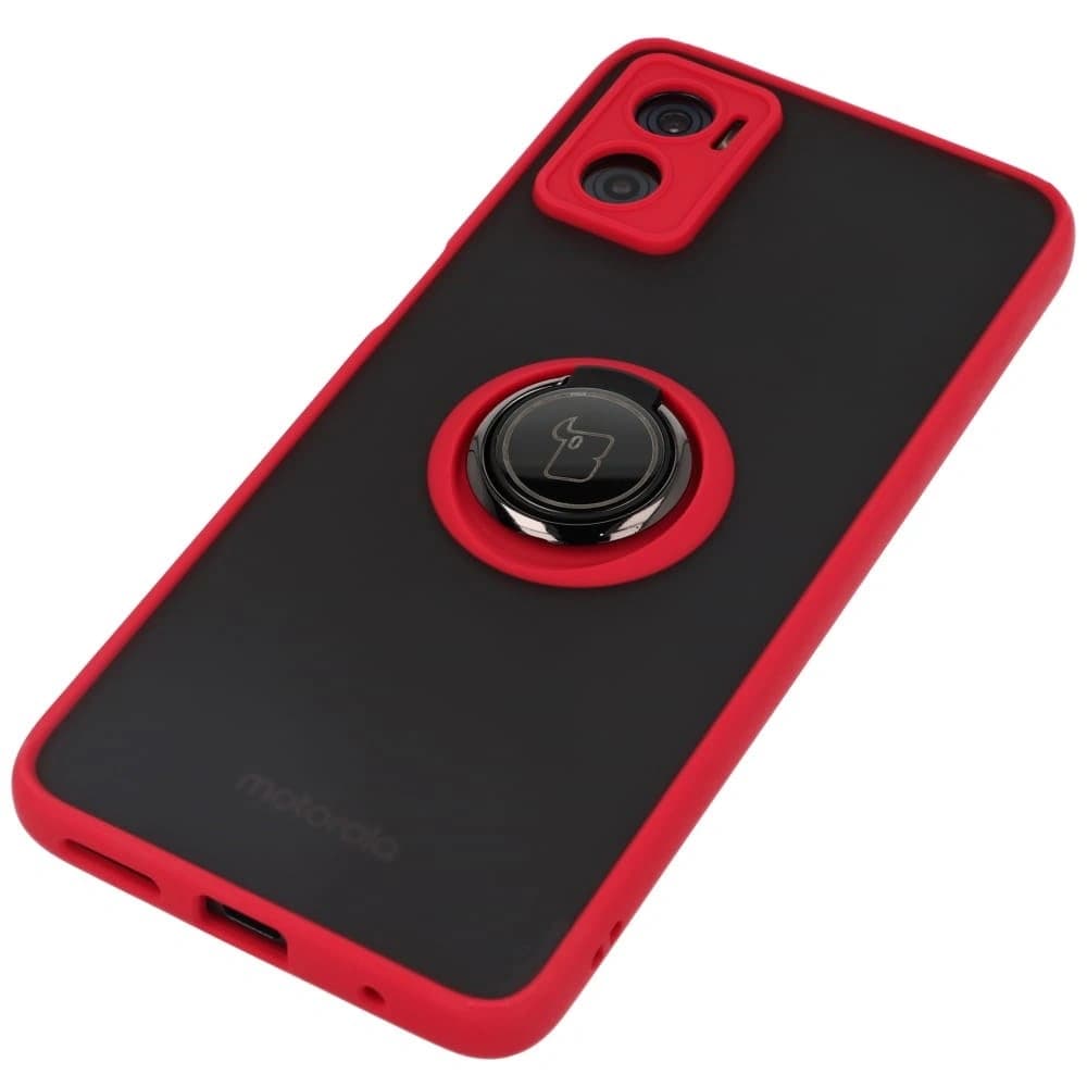Bizon Case Hybrid Ring Motorola Moto E22 / E22i füstös piros kerettel - 3