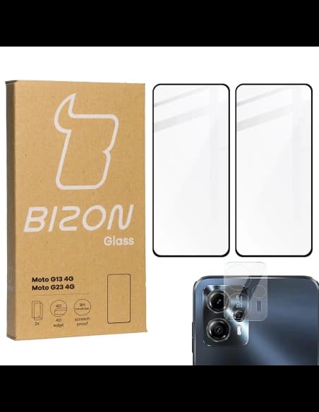 BIZON Edge 2 2x sticlă de ecran + sticlă de cameră Moto G13/G23 4G