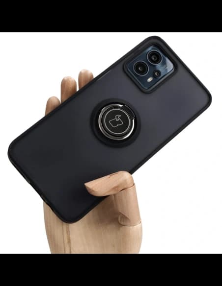 Bizon Caz Hibrid Ring Motorola Moto G13 / G23 / G53 5G fumuriu cu un cadru negru