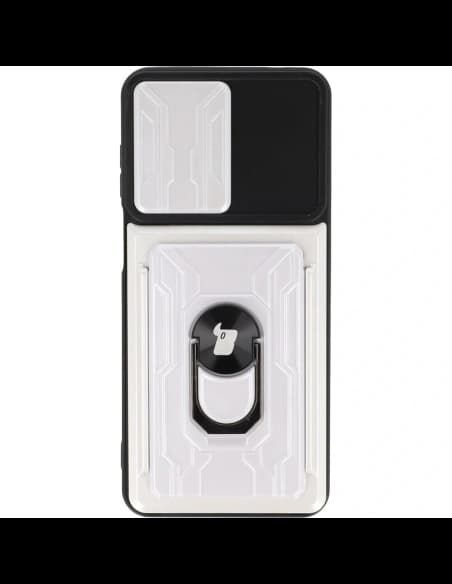 Bizon Case Camshield Card Slot Ring Moto G22 alb