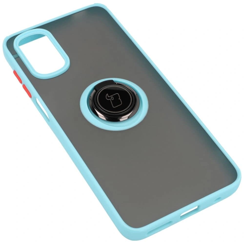 Bizon Case Hybrid Ring Motorola Moto G22 / E32 / E32s fumuriu cu un cadru albastru deschis - 4