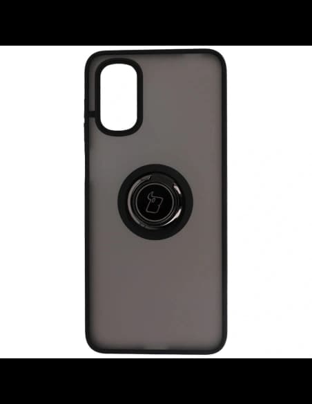 Bizon Case Hybrid Ring Motorola Moto G22 / E32 / E32s fumuriu cu un cadru negru