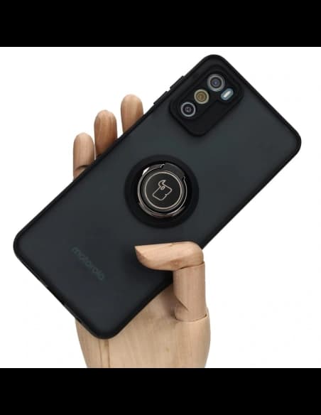 Bizon Case Hybrid Ring Motorola Moto G42 füstös fekete kerettel
