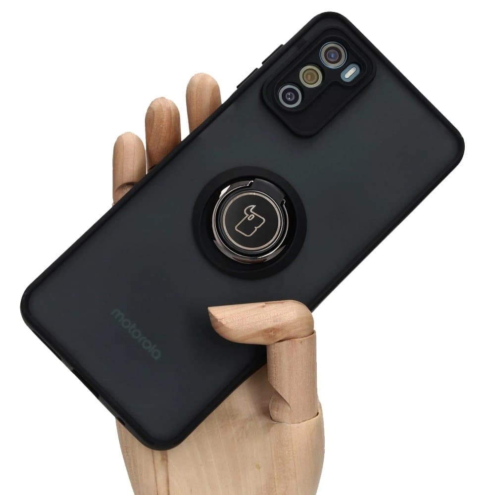 Bizon Case Hybrid Ring Motorola Moto G42 füstös fekete kerettel