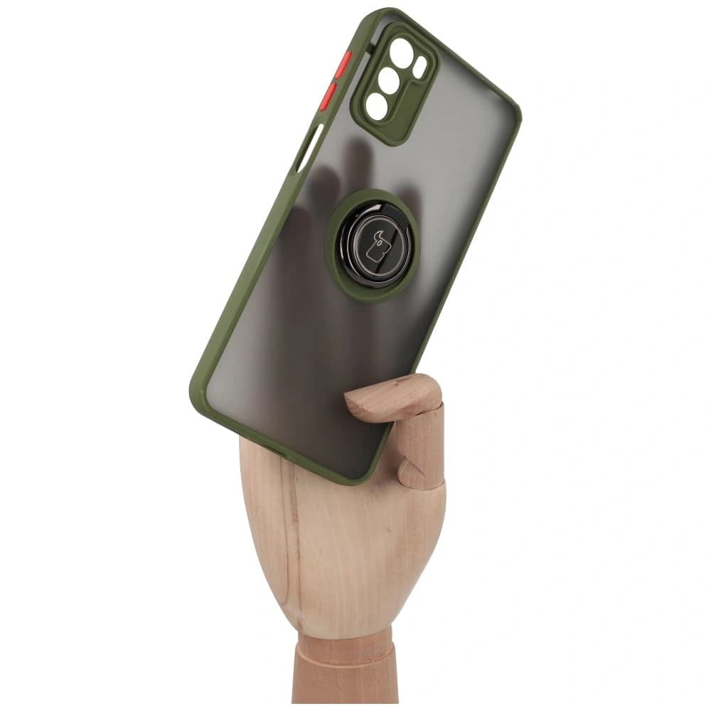 Bizon Case Hybrid Ring Motorola Moto G42 füstös zöld kerettel - 6