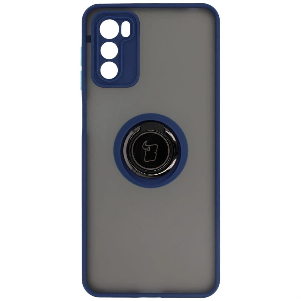 Bizon Case Hybrid Ring Motorola Moto G42 füstös színben, tengerészkék kerettel - 2