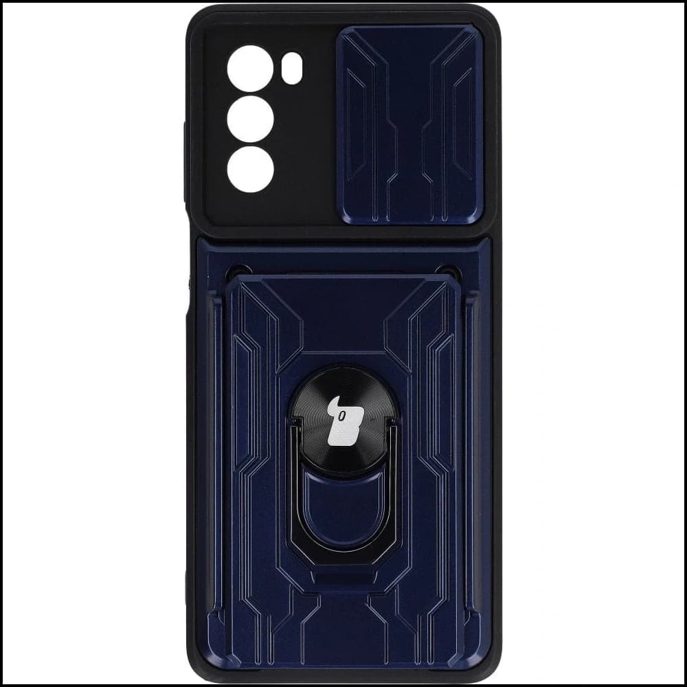 Bizon Case Camshield Slot pentru Card Ring Moto G62 5G albastru marin