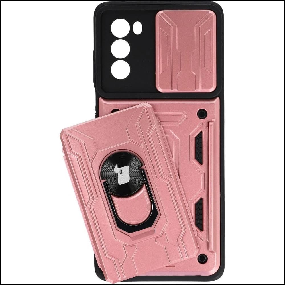 Bizon Case Camshield Kartensteckplatz Ring Moto G62 5G hellrosa - 4