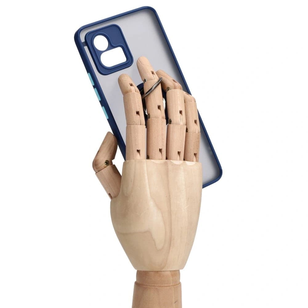 Bizon Case Hybrid Ring Motorola Moto G72 rauchig mit einem marineblauen Rahmen - 8